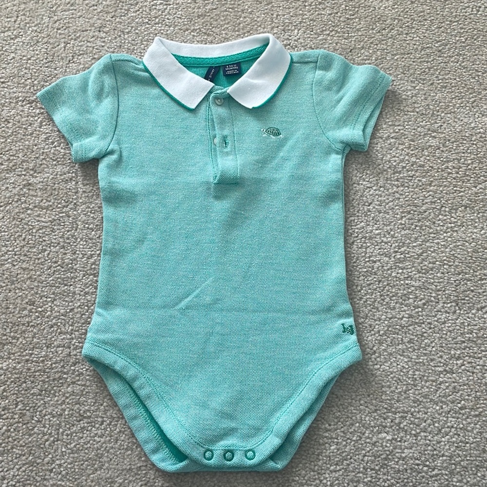 Janie and Jack soft green polo onesie